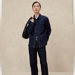 NWT BANANA REPUBLIC FACTOR DENIM CHORE JACKET DARK RINSE M
